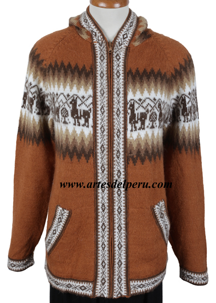 chaqueta capucha de lana de alpaca, prenda de alpaca para caballeros